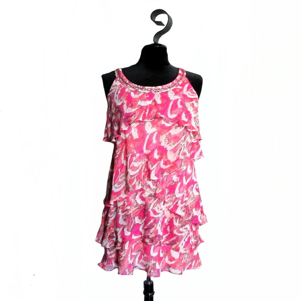 Dressbarn Pink Tiered Short Dress Size 6